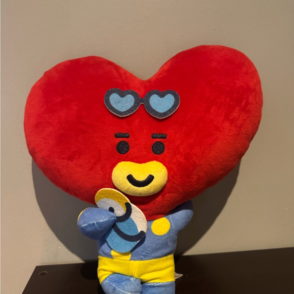 BT21 TATA Plush BTS K-Pop Doll Bon Voyage w/ Heart Glasses